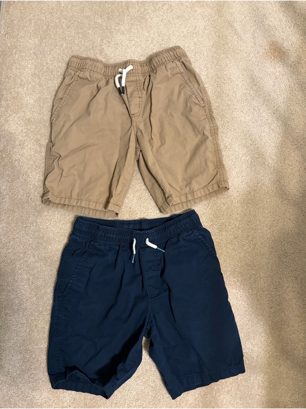 Cat & Jack Boys Pull-On Chino Shorts Lot (2 Pair) - Khaki & Navy - Medium (8)